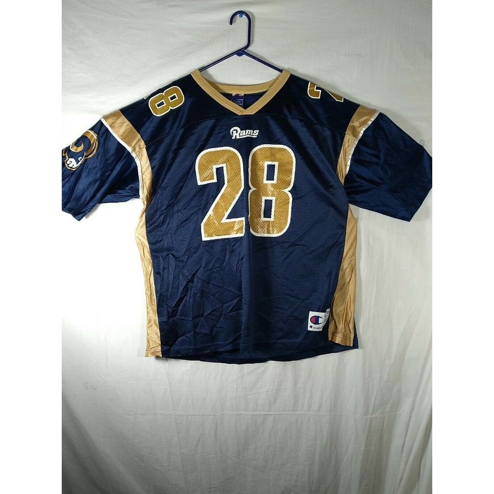 Vintage #28 Marshall Faulk St. Louis Rams NFL. Champion Jersey. Size XL